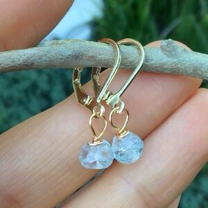 Natural Genuine Aquamarine Gold Filled Earrings Sundance Charm